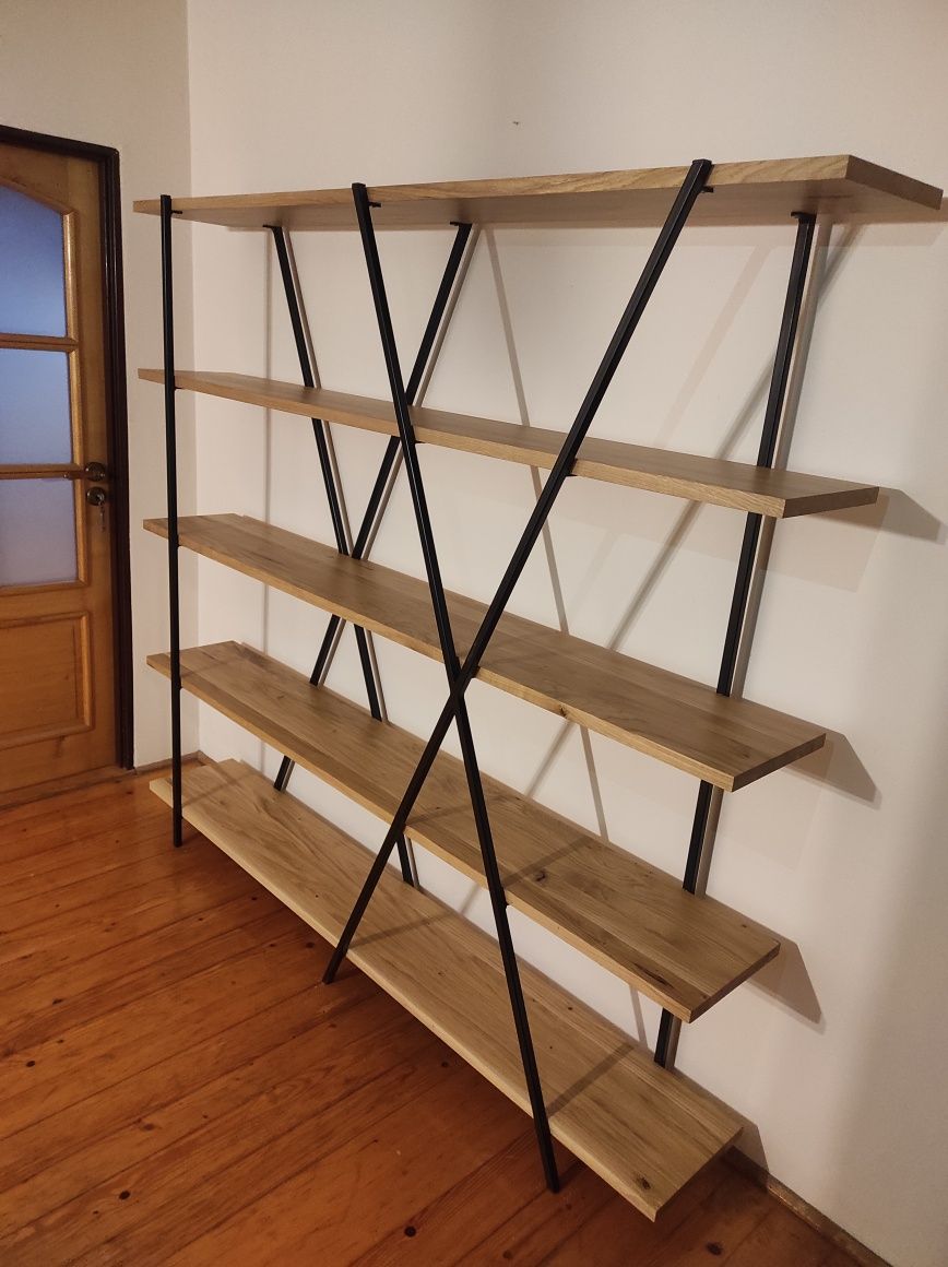 Nowoczesny Regał biblioteczka loft industrial drewno stal meble