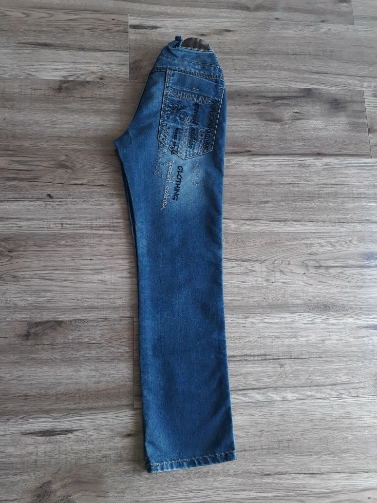Spodnie jeansowe dla chłopca rozmiar 158/164 z gumką w pasie