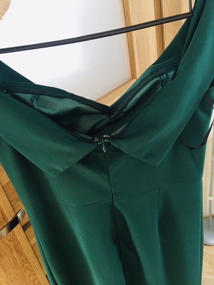 Nowa maxi długa suknia butelkowa zieleń zielona z rozcięciem syrenka