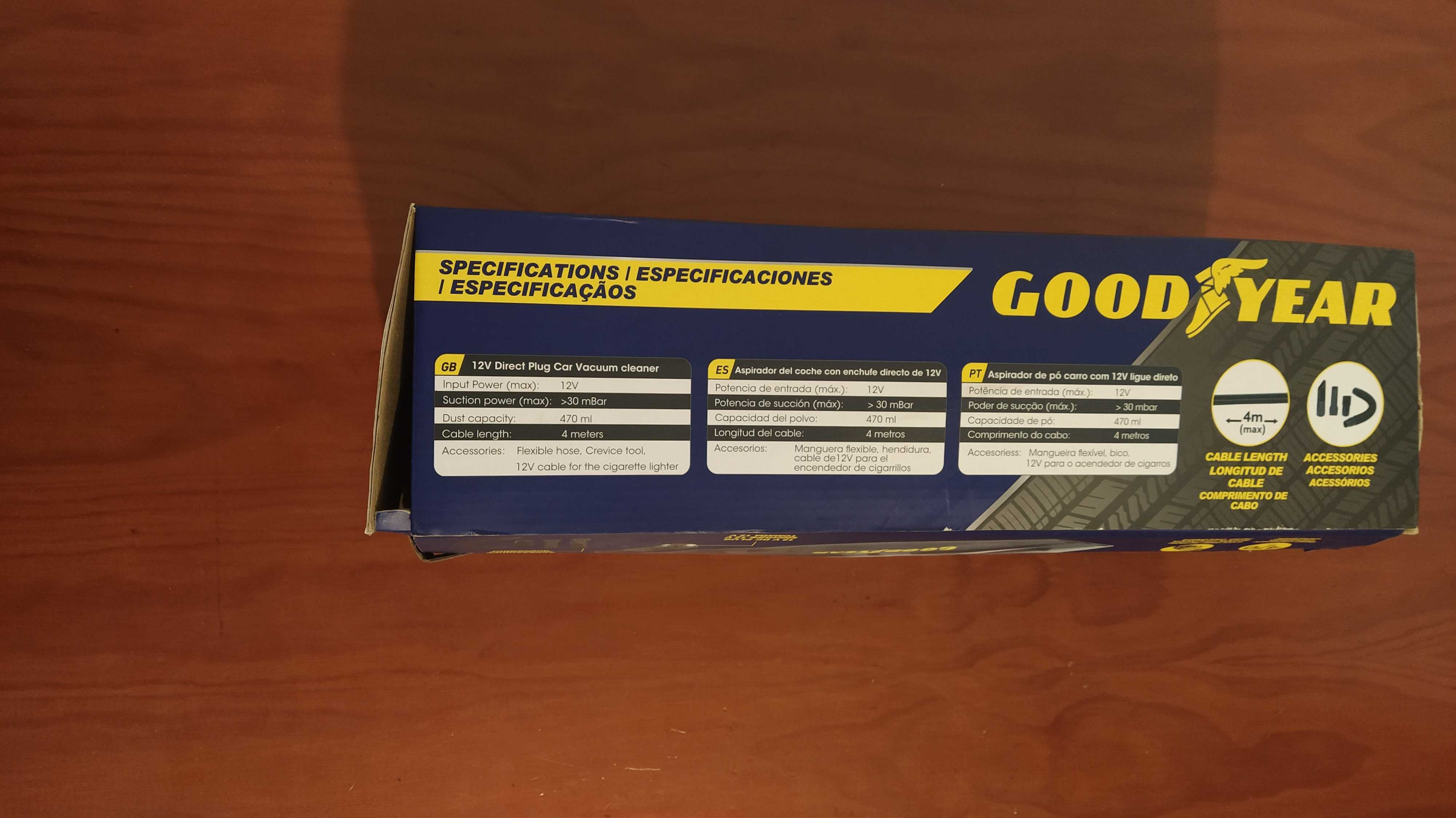 Aspirador de mão para carro Goodyear 12 V 90 W