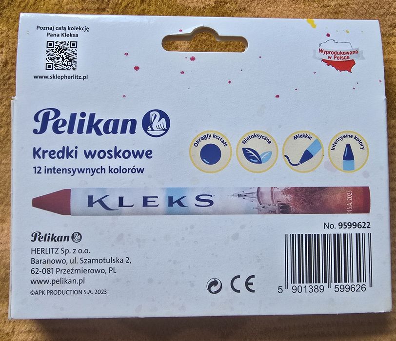 Kredki woskowe Pelikan 12 kolorów nowe