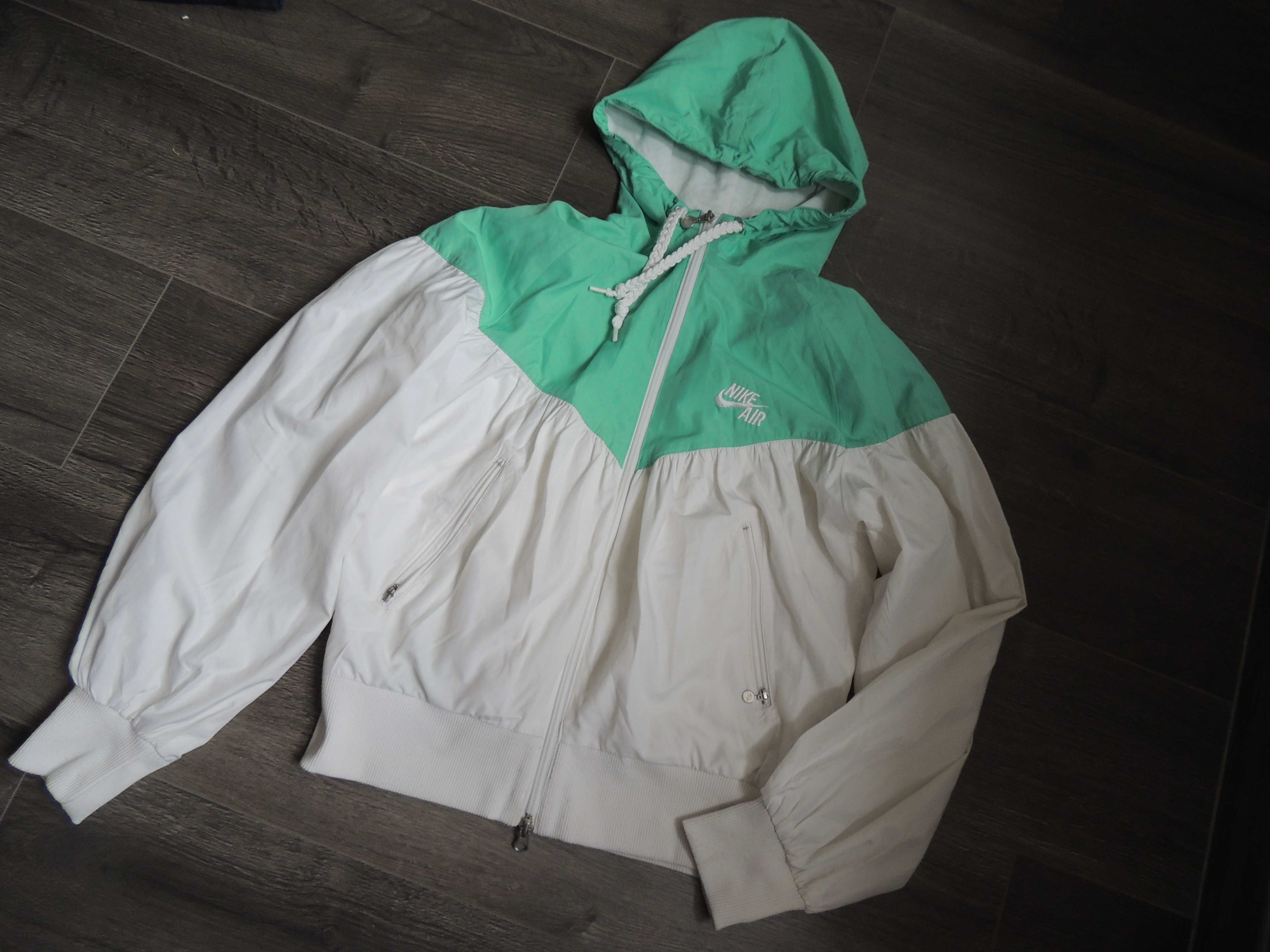 biała miętowa bluza cienka kurtka przejściowa nike air M/L retro