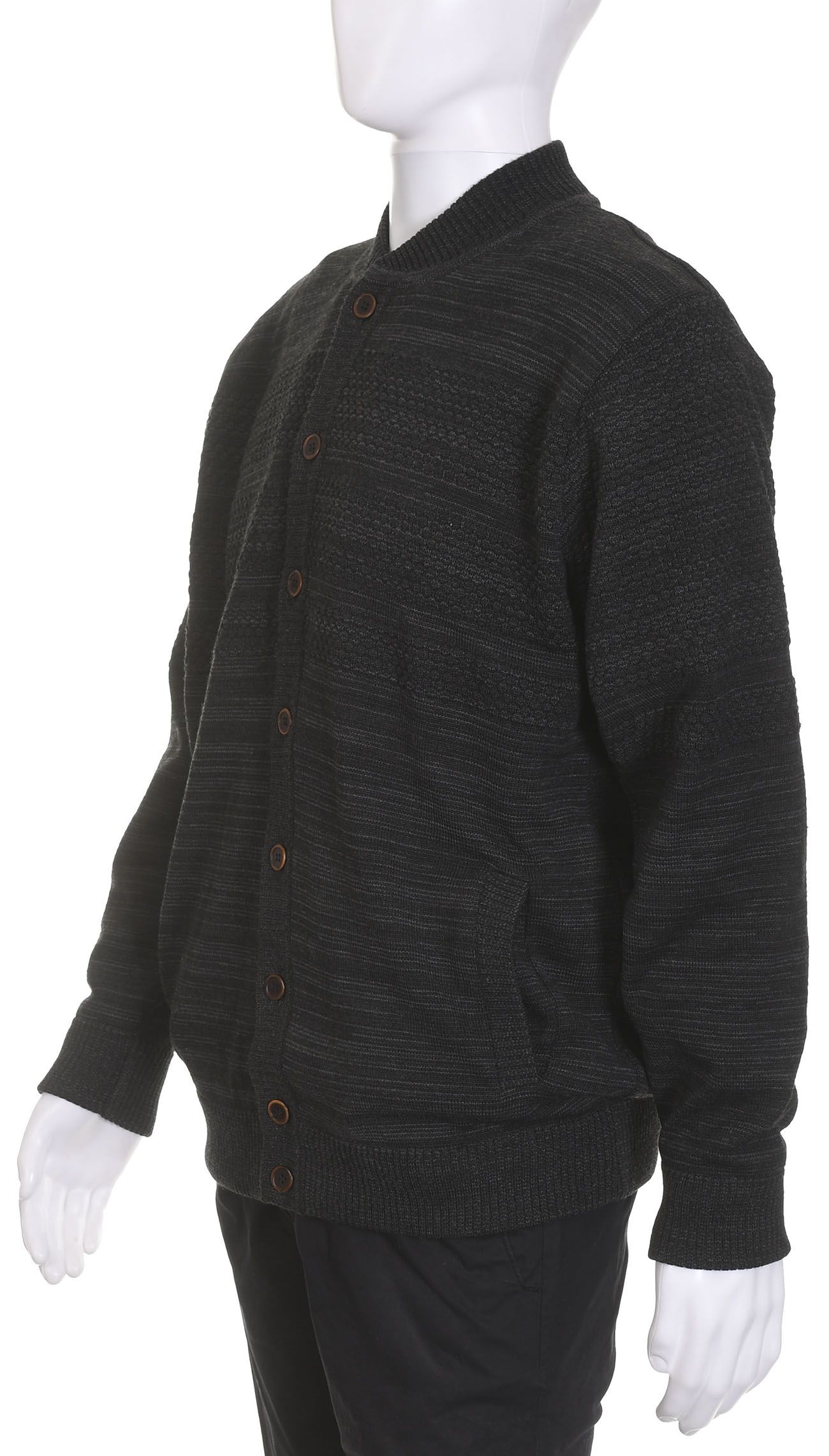 BREIDHOF rozpinany grafitowy sweter męski na podszewce w melanżu 54 XL