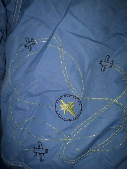 Зимова куртка-аляска з хутром на капюшоні, синього кольору, розмір 122