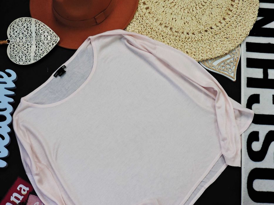 H&M Pudrowy ceinki sweterek overszie XS