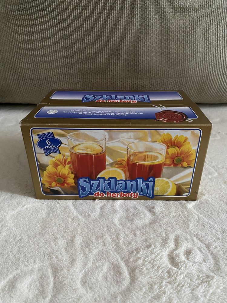 Zestaw szklanki do herbaty huta szkła Jaworzno prl vintage retro