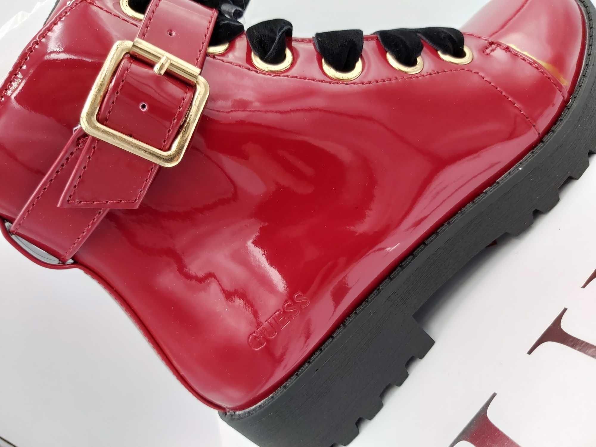 Nowe buty GUESS glany czerwone lakier kozaki botki rozmiar 32