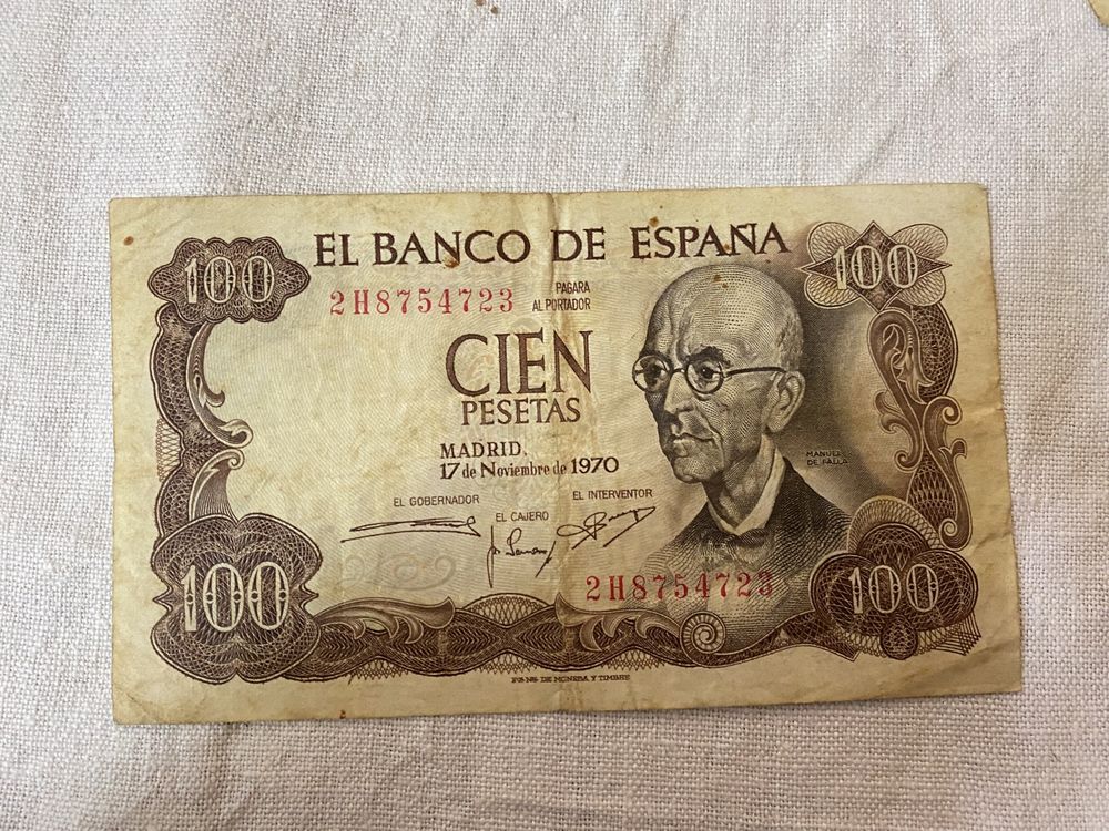 Nota de espanha 100 pesetas