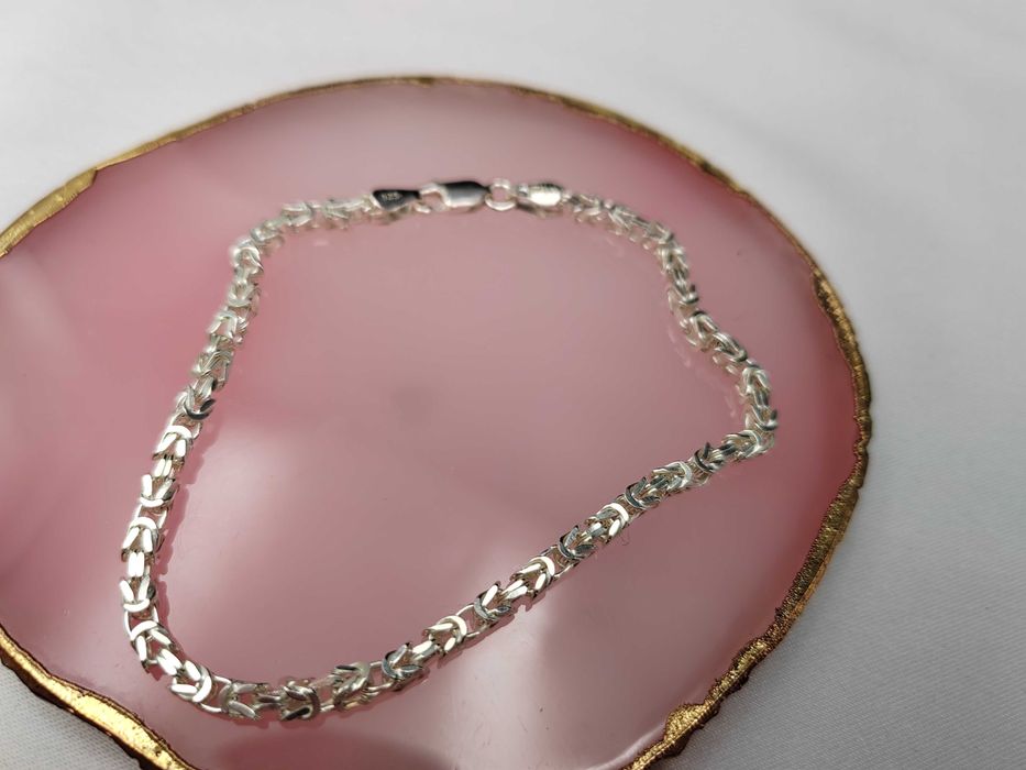 NOWA Srebrna Bransoletka Splot Królewski 19cm / Srebro 925