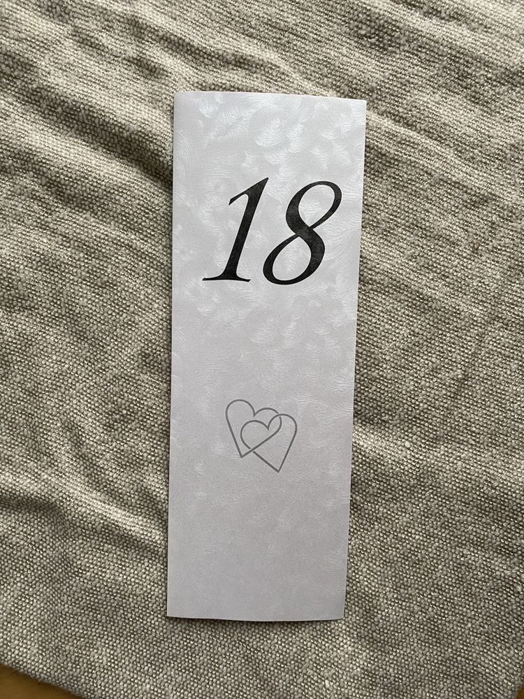 Numery stołów na studniowkę na ślub numery na stoły 1-18