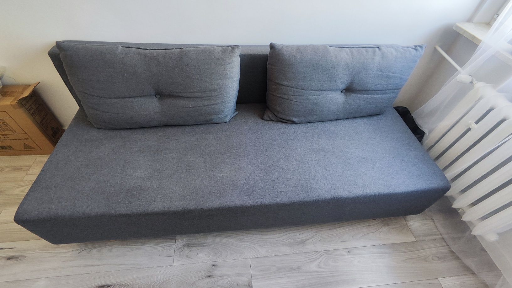 Sofa rozkładana 3-osobowa, jasnoszara z funkcją spania
