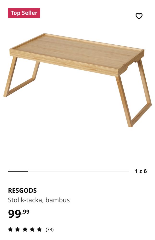 Ikea RESGODS Stolik-tacka, bambus