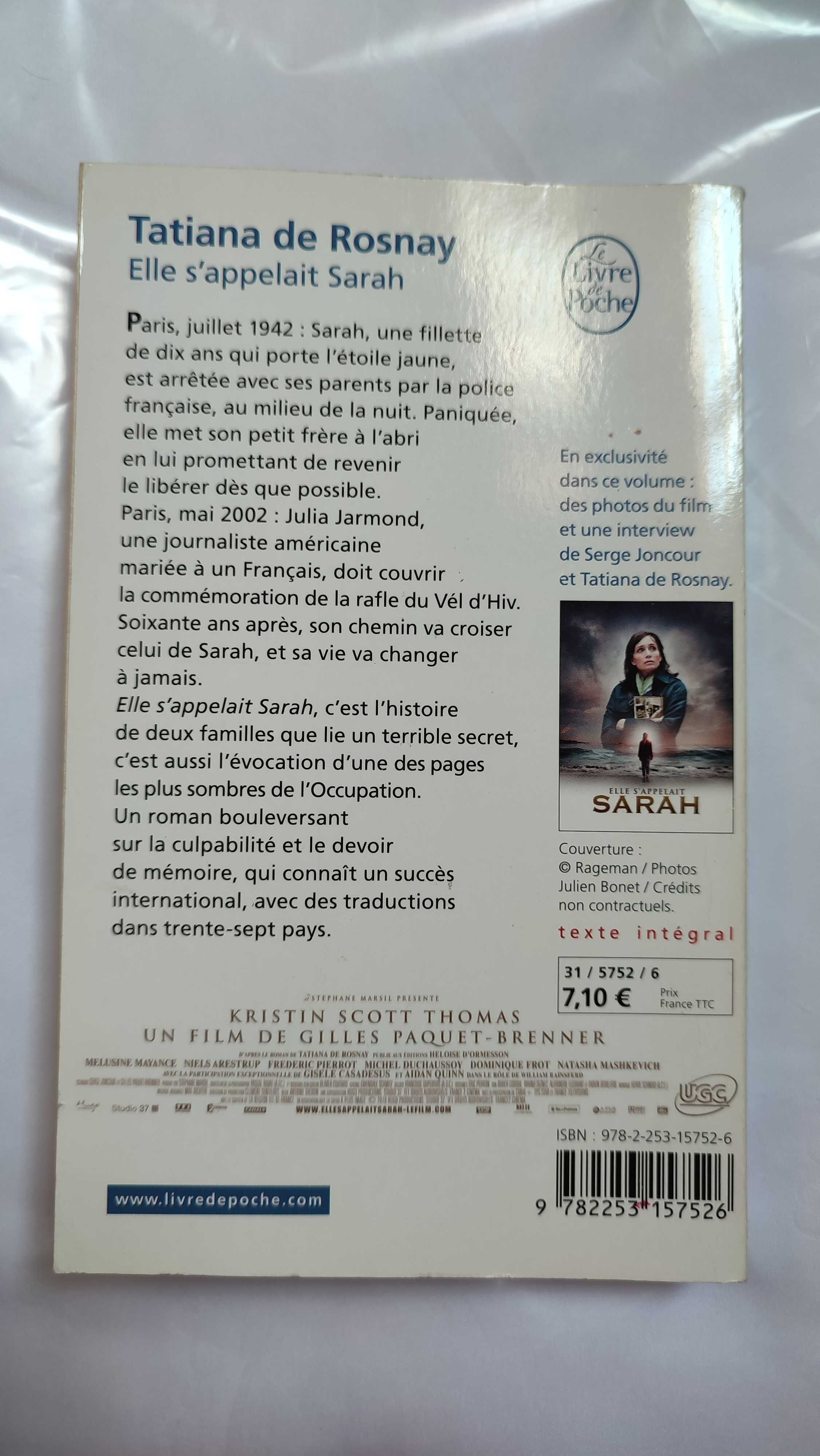 Elle s'appelait Sarah . Livro Francés