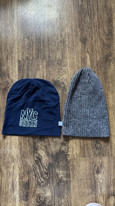 Шапка сіра синя