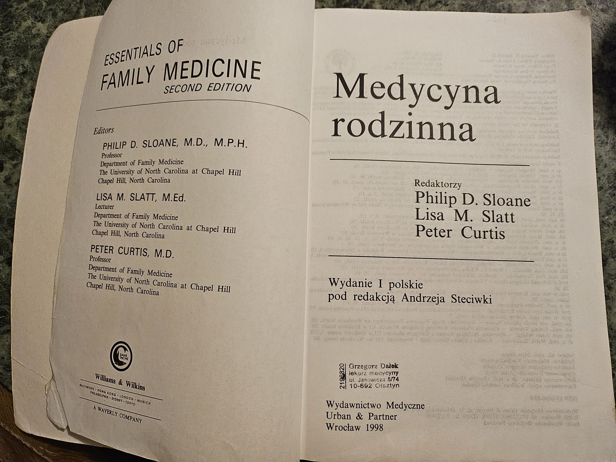 Medycyna rodzinna. Sloane, Slatt,  Curtis. Wydawnictwo Urban i Partner