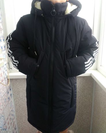 Удлиненная Зимняя куртка пальто на мальчика 8-13 лет Adidas
