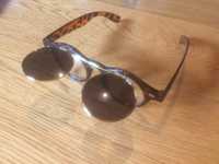 Óculos de sol retro flip-up, padrão leopardo castanho. novos!
