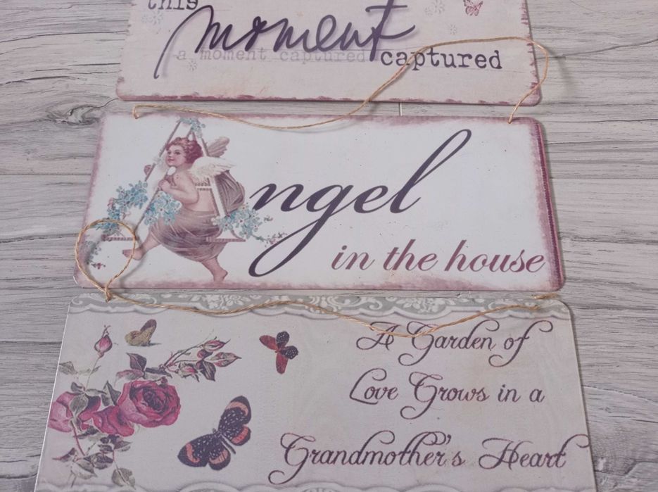 Tabliczki metalowe dekoracyjne 3 sztuki