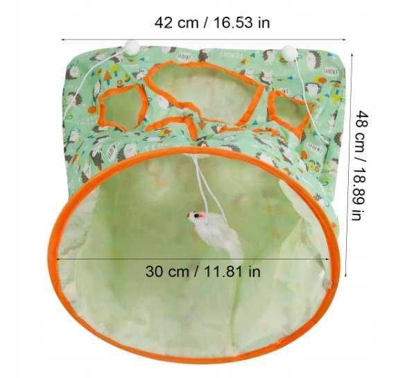 Tunel dla kota składany z piłkami i myszką na sznurku
