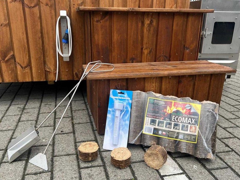 Balia ruska bania jacuzzi opalane drewnem 6-8 osób kwadratowa piec zew