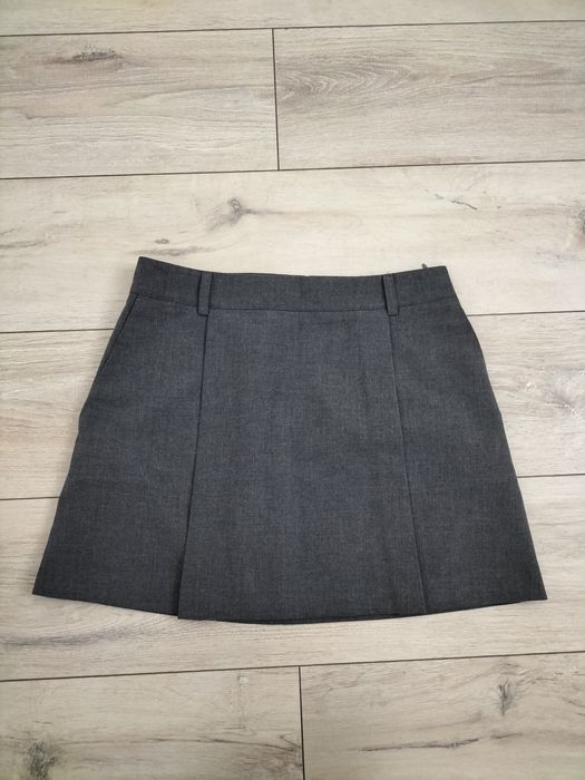 Spódniczka wełniana szara z zakładkami reserved s m