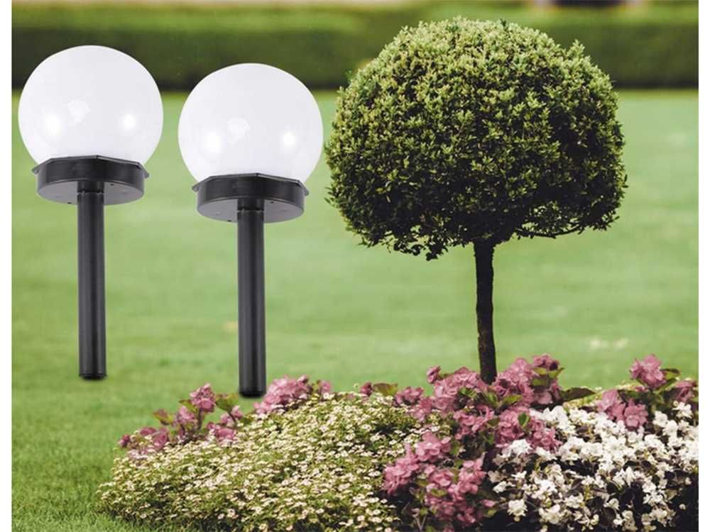 Zestaw 16 lamp solarnych ogrodowych białych kul 10cm Czujnik zmierzchu