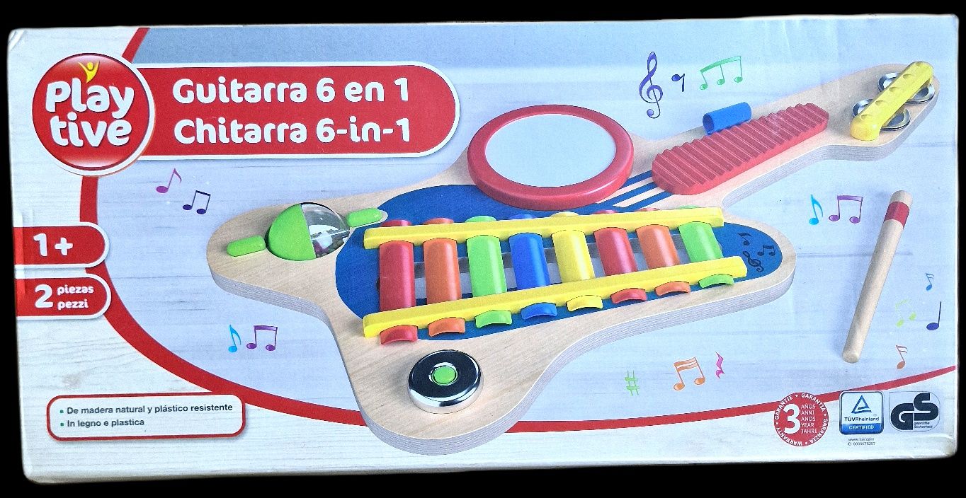 Drewniana Gitara Dla dzieci 6 instrumentów 12m +