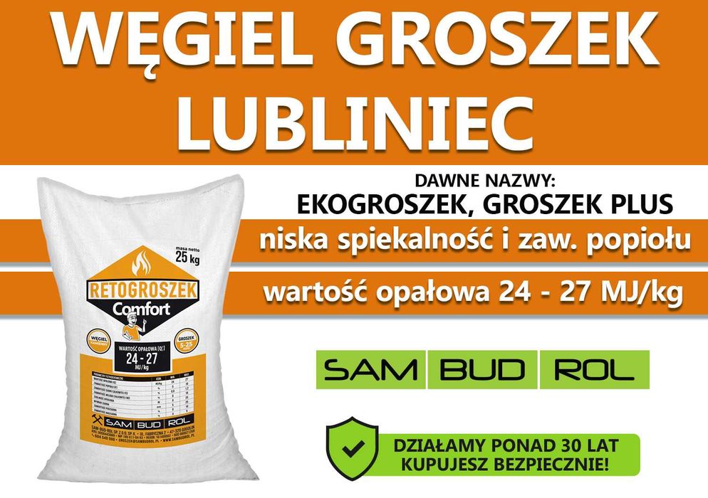 Węgiel GROSZEK (dawniej ekogroszek) LUBLINIEC, transport