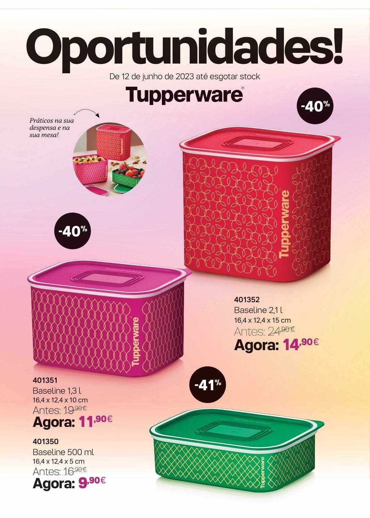 Artigos tupperware em promoção