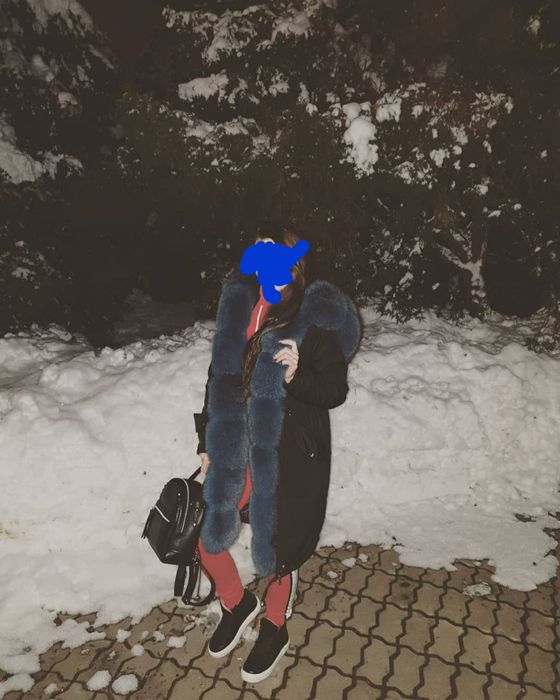 Парка с песцом (синий песец) подходит от XS до М