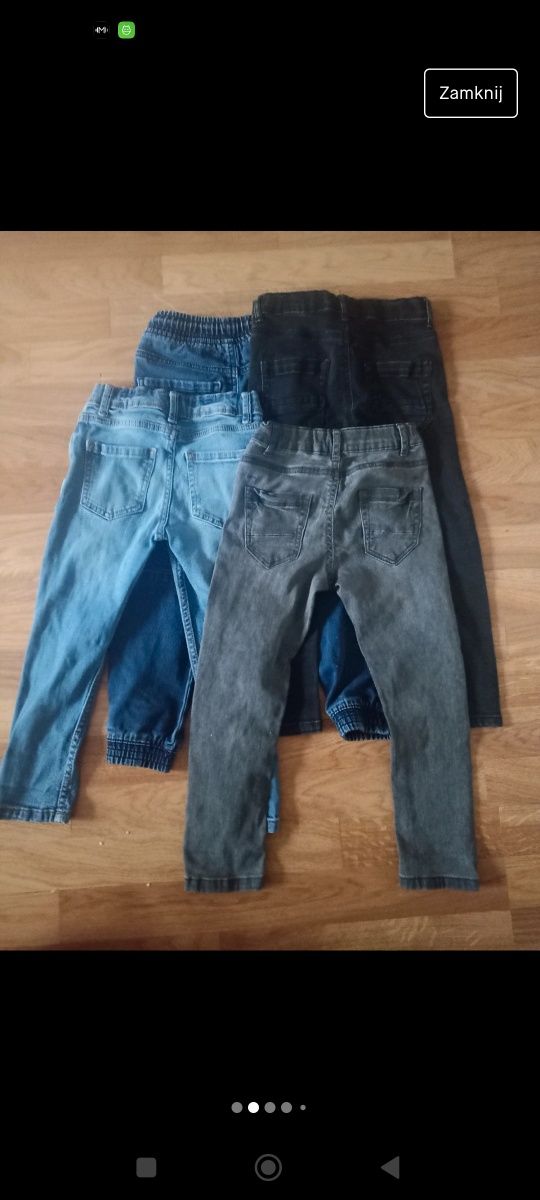 4 pary - spodnie jeansowe chłopięce 110