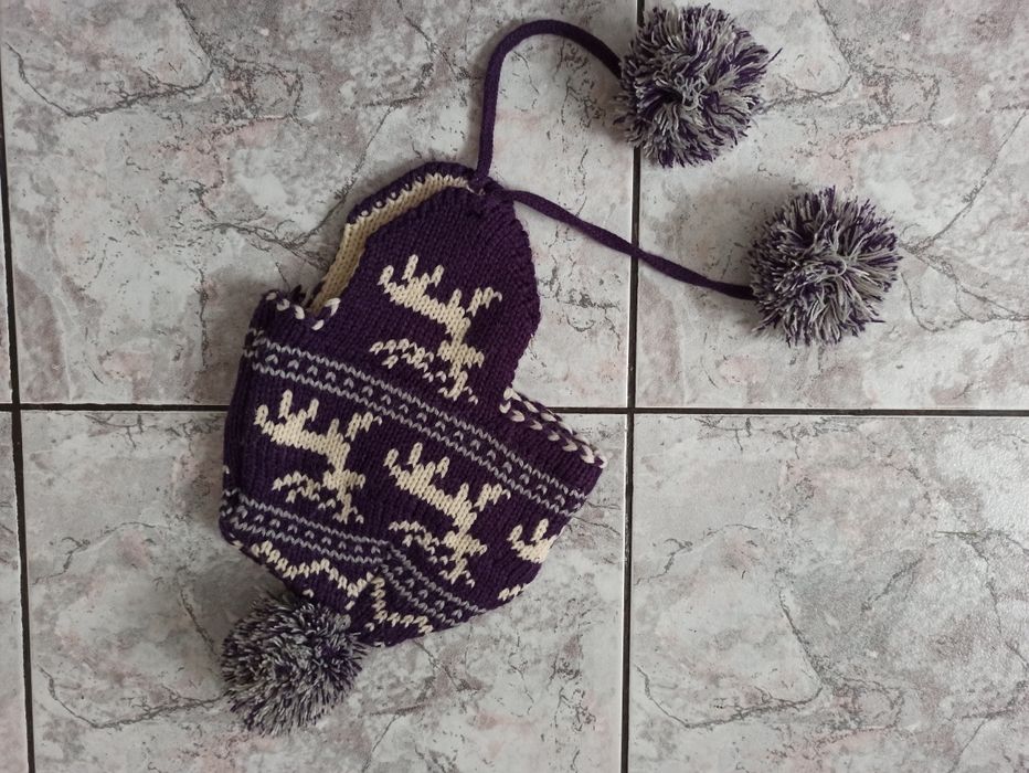 Komplet zimowy: czapka + szalik z kieszeniami na ręce, damski lub dzie