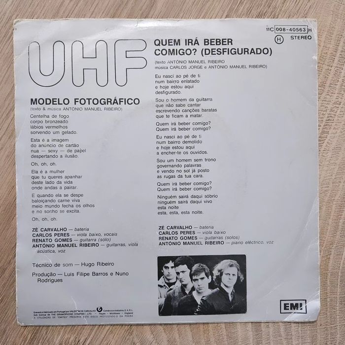 Single Vinil 7'', Modelo Fotográfico dos UHF