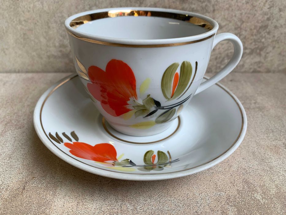 Сервиз ручная роспись Полонное Дружковка посуда чашка чайник блюдце