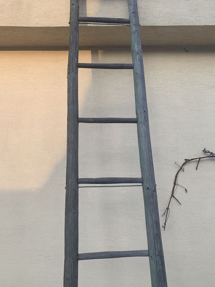 Drabina drewniana 450cm metalowe wzmocnienia