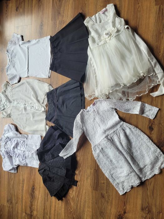 Zestaw dla dziewczynki 122/128/134 ponad 250 szt kurtki spodnie bluzki