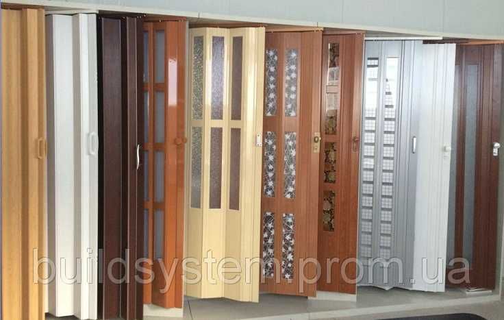 Двері гармошка розсувні ПВХ стандарт, еліт, напівскло