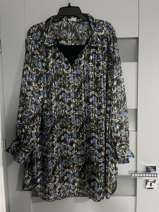 Fransa sukienka kwiaty srebrna nitka roz.44