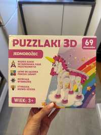 Nowe, świetne puzzle 3D jednorożec! Hit! Okazja!