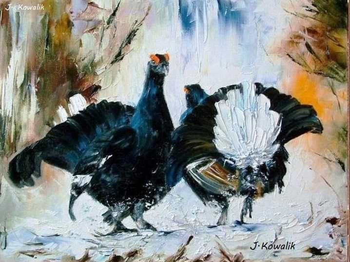 Kowalik - Cietrzewie - 30x40cm Obraz Olejny