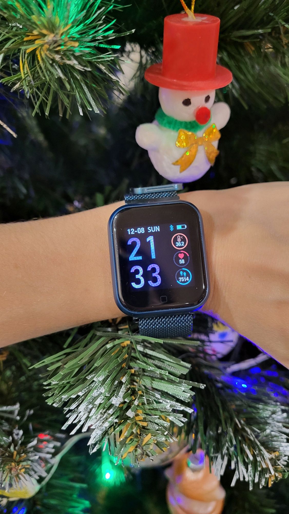 Наручные часы, электронные, смарт браслет, Smart Watch T80S, синие