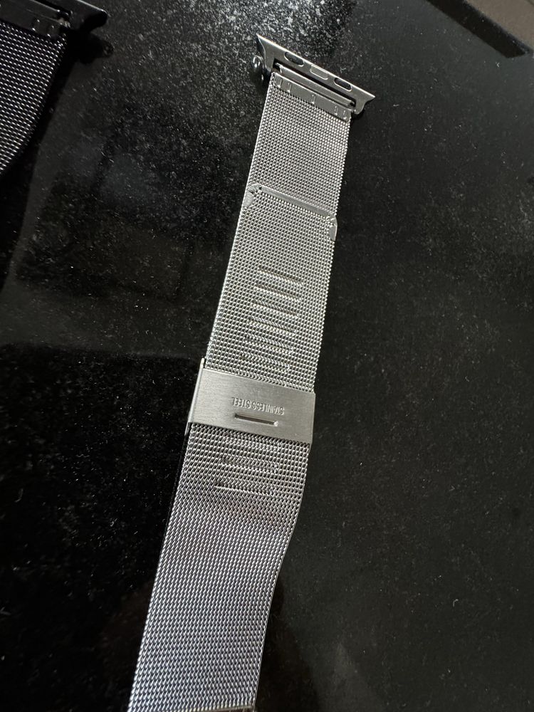 Bracelete apple watch cinza e prata 45 mm
