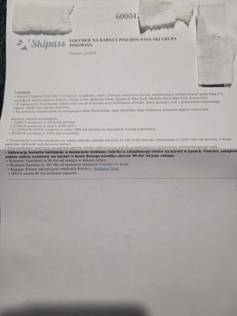 Voucher karnet skipass Grupa Pingwina