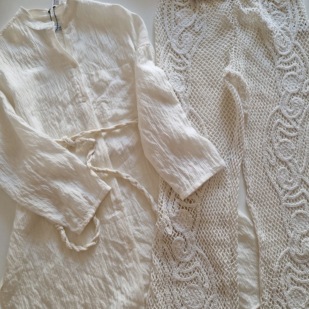 Удлиненная рубашка туника zara вискоза XS-S, M-L
