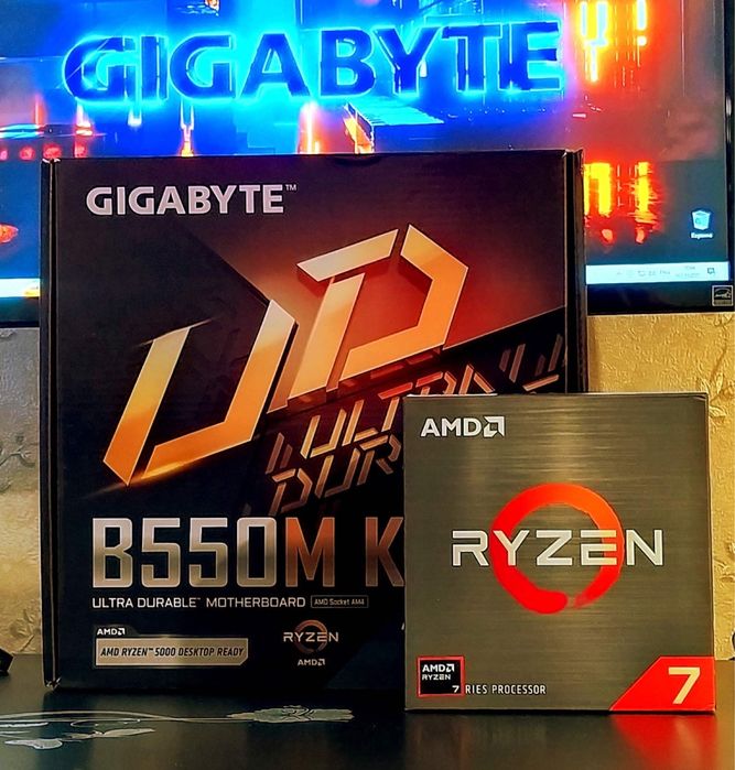 Ryzen 7 5700X +B550+ 16Gb DDR4 G.Skill Gigabyte комплект s-AM4