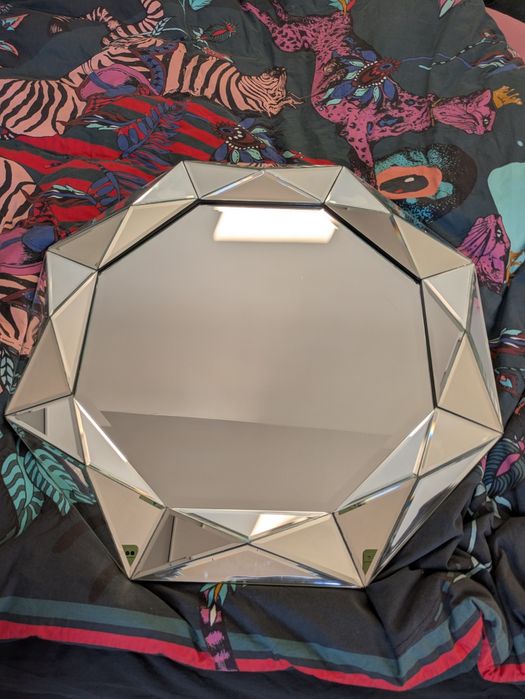 Lustro Glamour Kayoom Herakles srebrne diament 80cm dekoracja glam