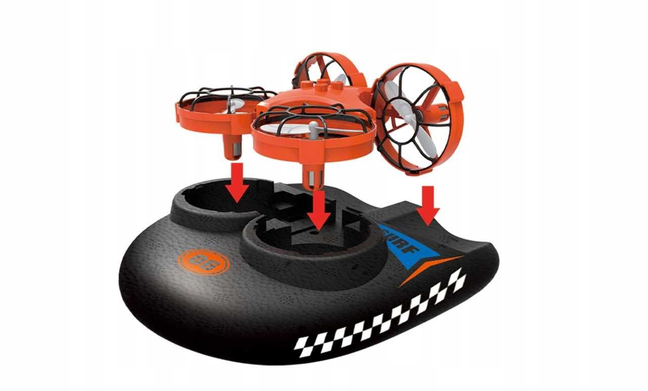 Dron RC, poduszkowiec, statek, pomarańczowy 3 w 1