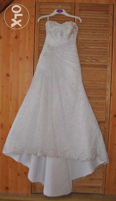 suknia ślubna z trenem, suknia ze srebrem