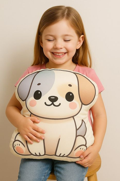 Poduszka dekoracyjna wzór Piesek 38x28 cm plusz miękka przytulanka