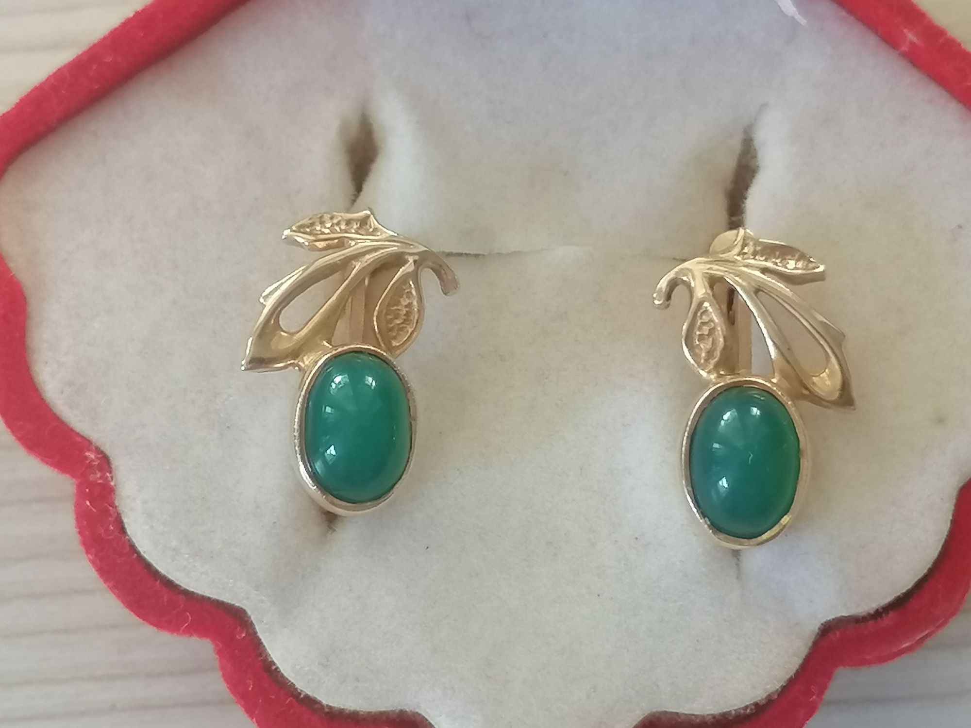 Серьги, хризопразы, 585, звезда